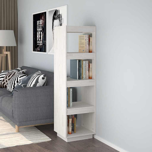 Bibliotecă/Separator cameră, alb, 40x35x135 cm, lemn masiv pin - WALTI WALTI