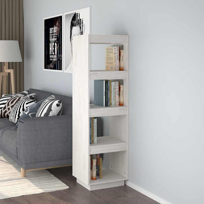 Bibliotecă/Separator cameră, alb, 40x35x135 cm, lemn masiv pin - WALTI WALTI