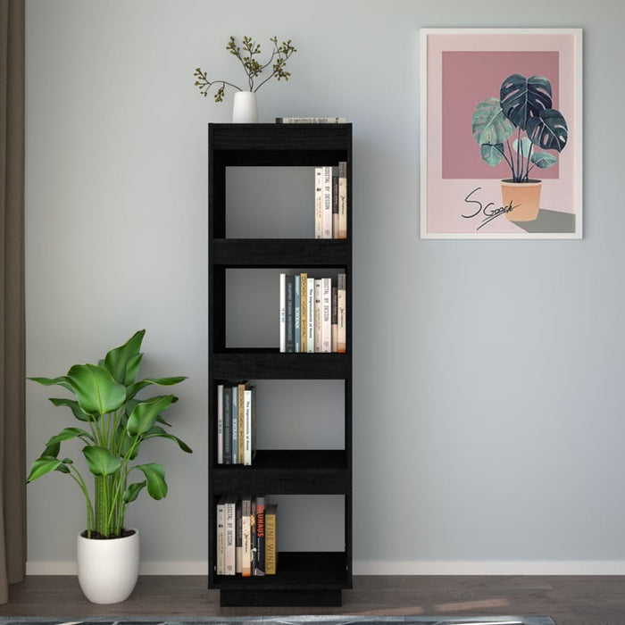 Bibliotecă/Separator cameră negru 40x35x135 cm lemn masiv pin - WALTI WALTI