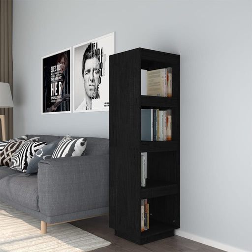 Bibliotecă/Separator cameră negru 40x35x135 cm lemn masiv pin - WALTI WALTI