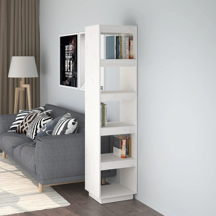 Bibliotecă/Separator cameră alb 40x35x167 cm lemn masiv de pin - WALTI WALTI