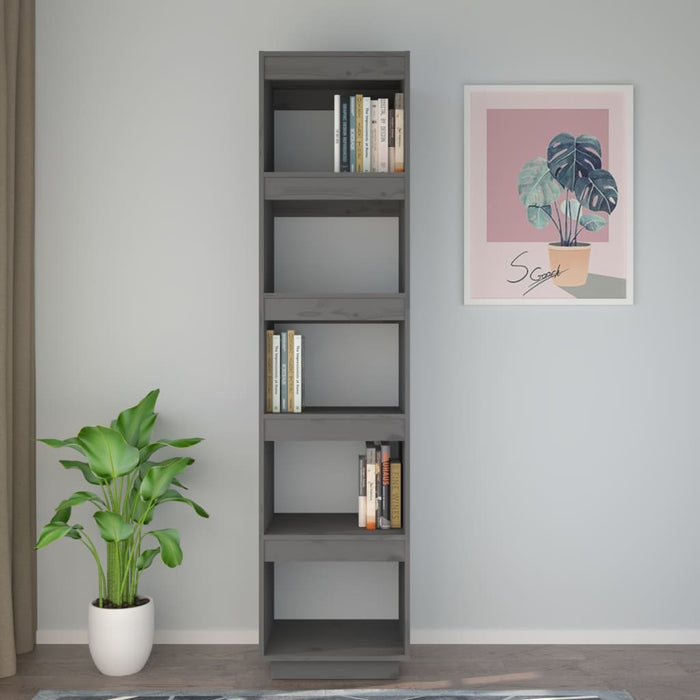 Bibliotecă/Separator cameră gri 40x35x167 cm lemn masiv de pin - WALTI WALTI