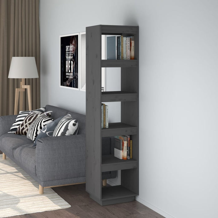 Bibliotecă/Separator cameră gri 40x35x167 cm lemn masiv de pin - WALTI WALTI