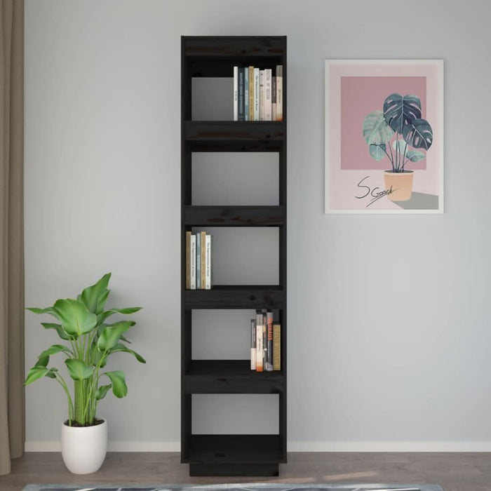 Bibliotecă/Separator cameră negru 40x35x167 cm lemn masiv pin - WALTI WALTI