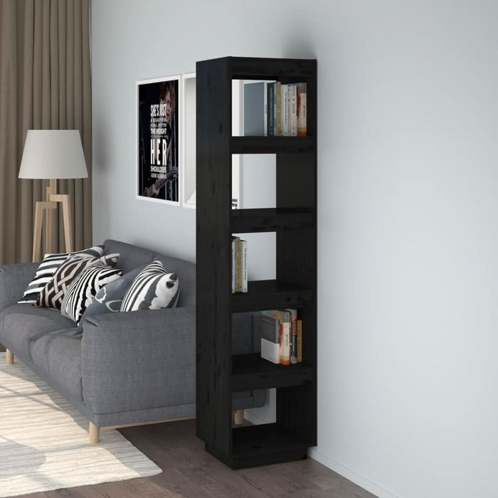 Bibliotecă/Separator cameră negru 40x35x167 cm lemn masiv pin - WALTI WALTI