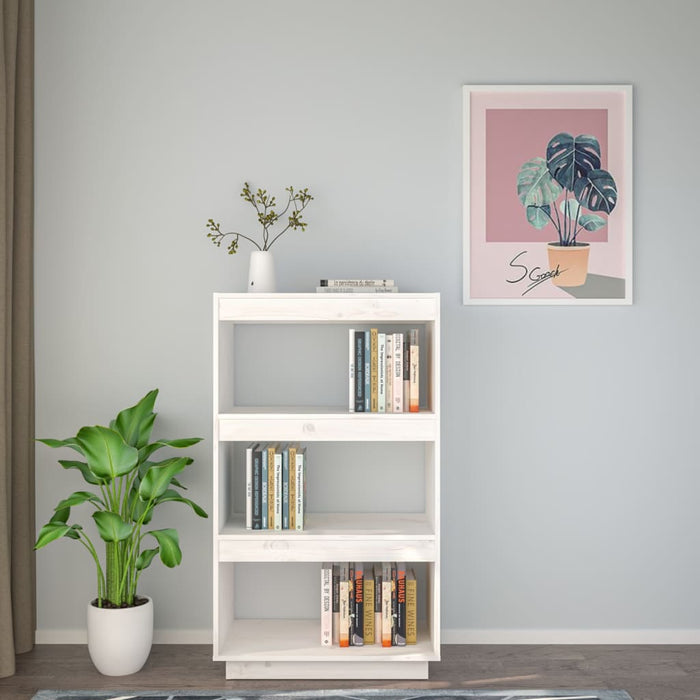 Bibliotecă/Separator cameră alb 60x35x103 cm lemn masiv de pin - WALTI WALTI