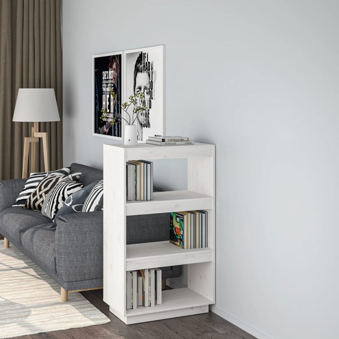 Bibliotecă/Separator cameră alb 60x35x103 cm lemn masiv de pin - WALTI WALTI