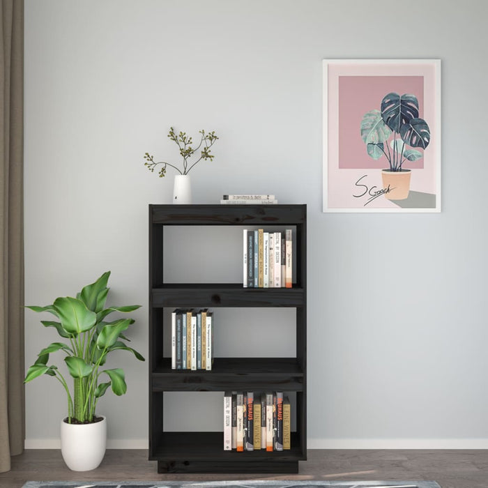 Bibliotecă/Separator cameră negru 60x35x103 cm lemn masiv pin - WALTI WALTI