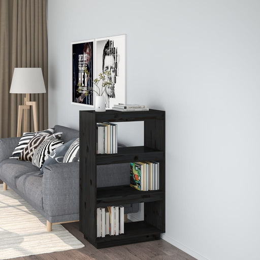 Bibliotecă/Separator cameră negru 60x35x103 cm lemn masiv pin - WALTI WALTI
