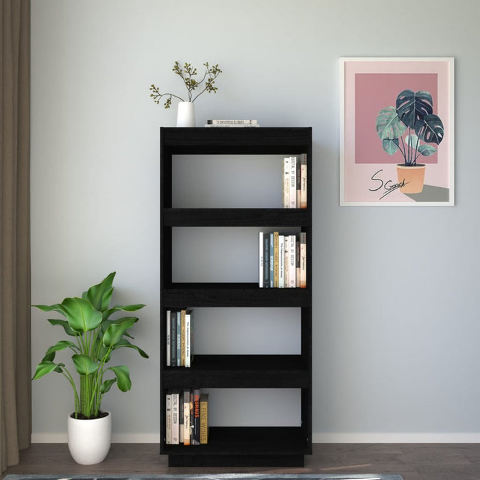 Bibliotecă/Separator cameră negru 60x35x135 cm lemn masiv pin - WALTI WALTI