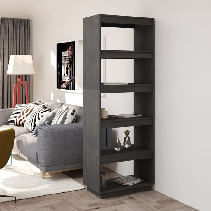 Bibliotecă/Separator cameră, gri, 60x35x167 cm, lemn masiv pin - WALTI WALTI