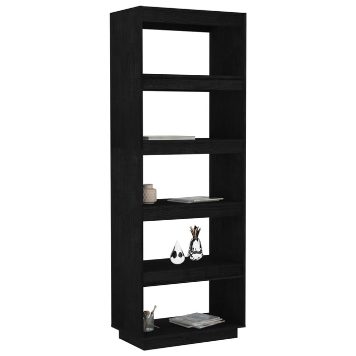 Bibliotecă/Separator cameră negru 60x35x167 cm lemn masiv pin WALTI