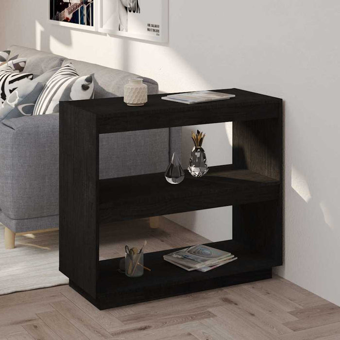 Bibliotecă, negru, 80x35x71 cm, lemn masiv de pin WALTI