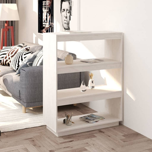 Bibliotecă/Separator cameră, alb, 80x35x103 cm, lemn masiv pin - WALTI WALTI