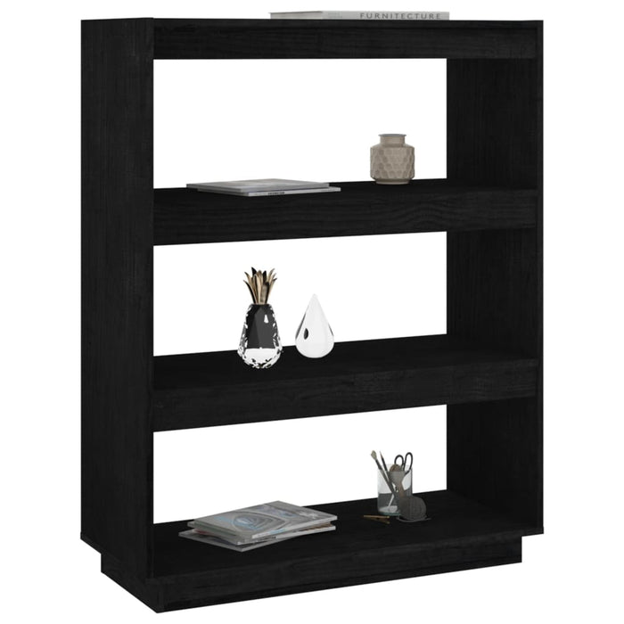 Bibliotecă/Separator cameră, negru, 80x35x103cm, lemn masiv pin - WALTI WALTI