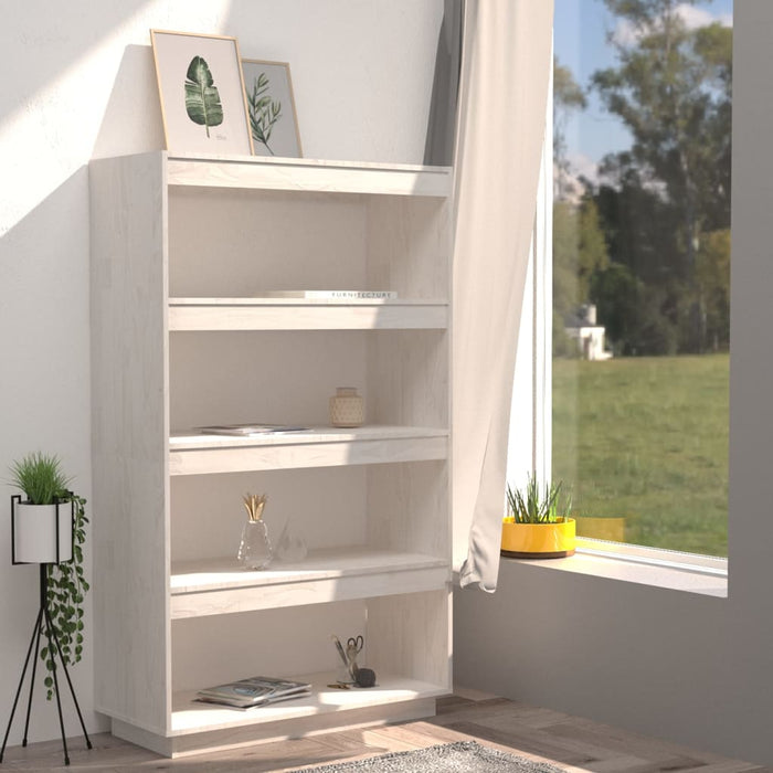 Bibliotecă/Separator cameră alb 80x35x135 cm, lemn masiv de pin - WALTI WALTI