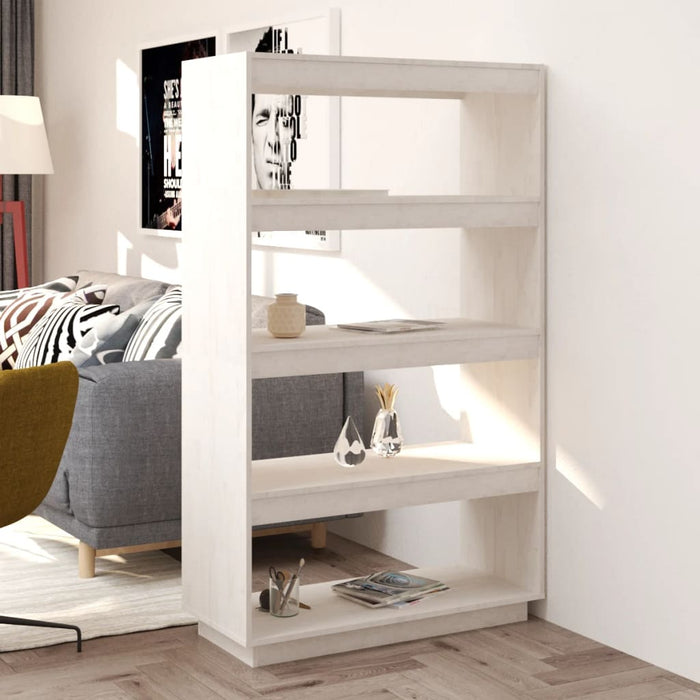 Bibliotecă/Separator cameră alb 80x35x135 cm, lemn masiv de pin - WALTI WALTI