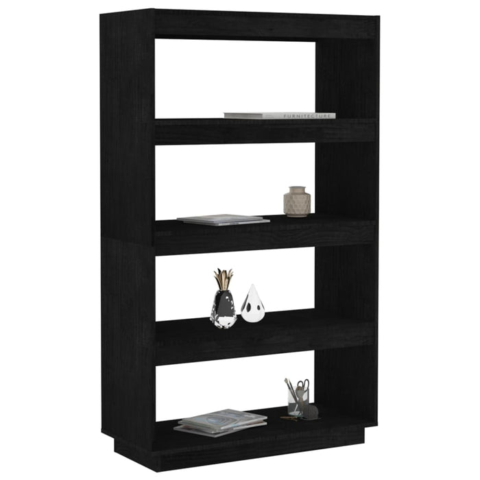 Bibliotecă/Separator cameră, negru 80x35x135 cm, lemn masiv pin - WALTI WALTI