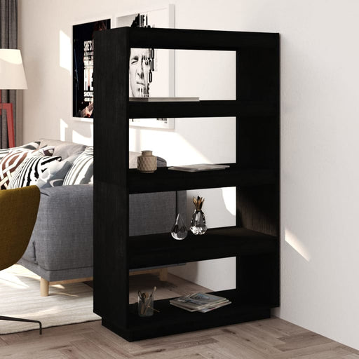 Bibliotecă/Separator cameră, negru 80x35x135 cm, lemn masiv pin - WALTI WALTI