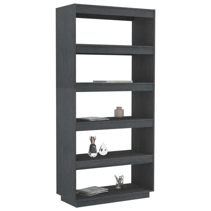 Bibliotecă/Separator cameră, gri, 80x35x167 cm, lemn masiv pin - WALTI WALTI