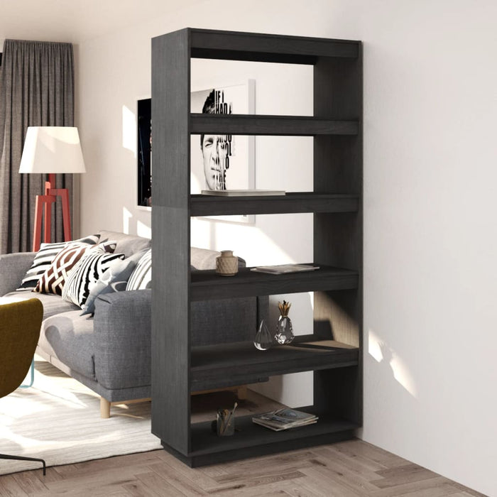 Bibliotecă/Separator cameră, gri, 80x35x167 cm, lemn masiv pin - WALTI WALTI
