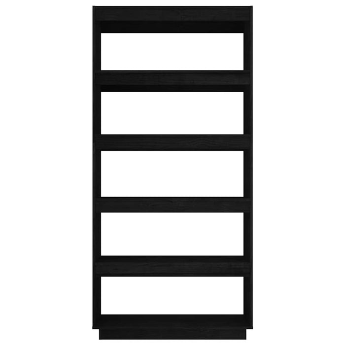 Bibliotecă/Separator cameră, negru, 80x35x167 cm lemn masiv pin WALTI