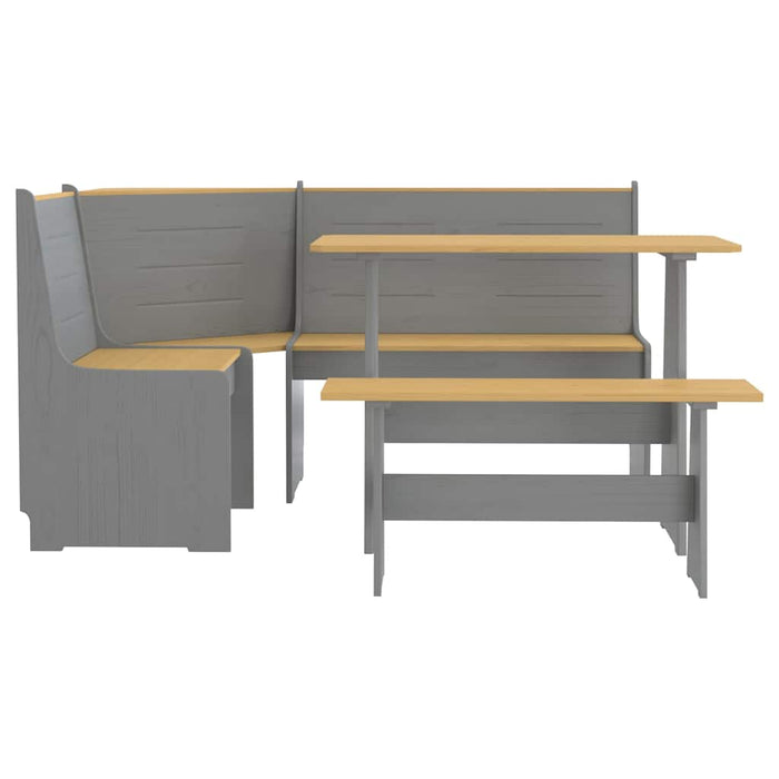 Set mobilier bucătărie „REINE”, 3piese, maro miere&gri lemn pin WALTI