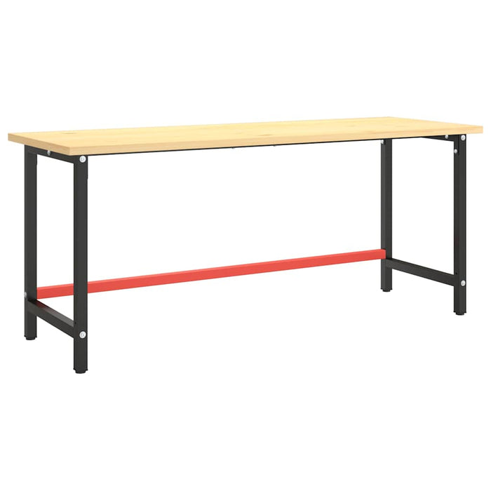 Cadru banc de lucru, negru mat/roșu mat, 180x57x79 cm, metal - WALTI WALTI