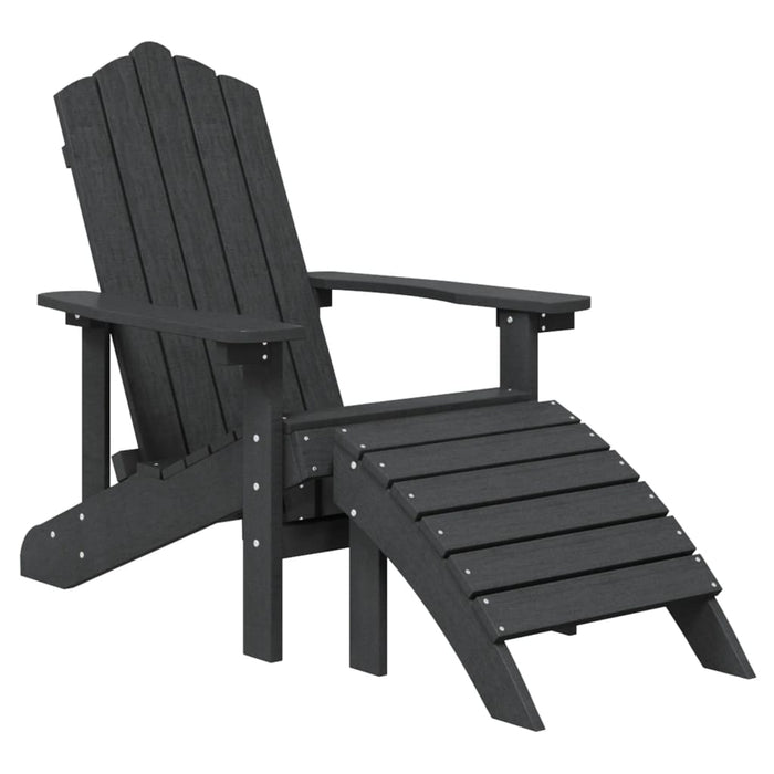 Scaun de grădină Adirondack cu suport picioare, antracit, HDPE - WALTI WALTI