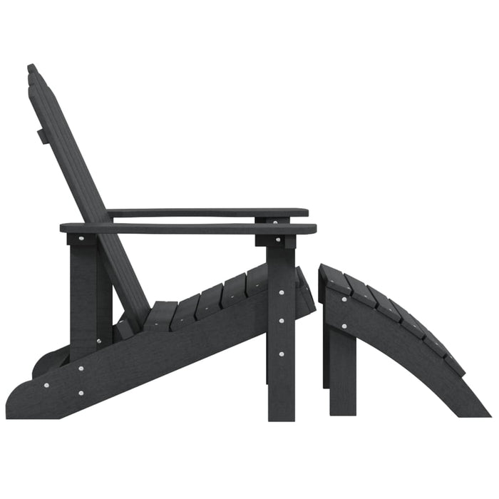 Scaun de grădină Adirondack cu suport picioare, antracit, HDPE - WALTI WALTI