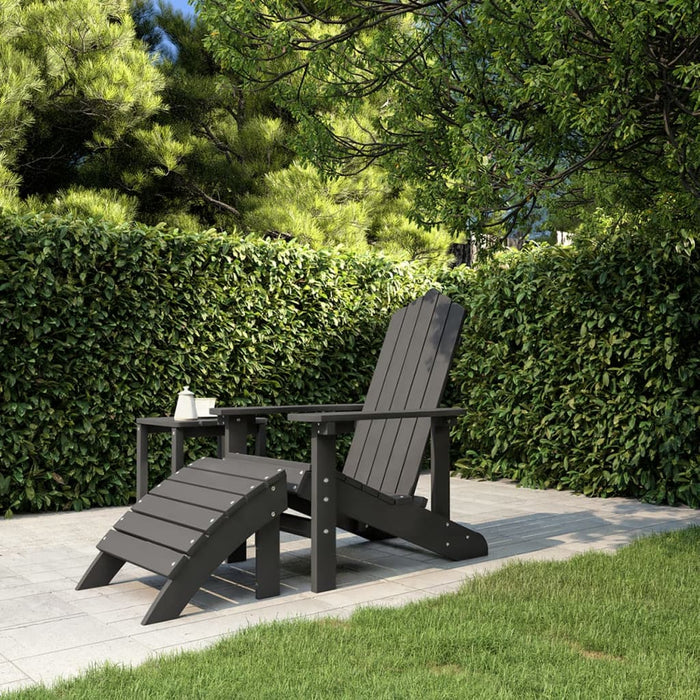 Scaun de grădină Adirondack cu suport picioare, antracit, HDPE - WALTI WALTI