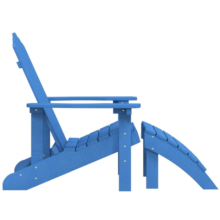 Scaun grădină Adirondack, suport picioare, albastru aqua, HDPE - WALTI WALTI