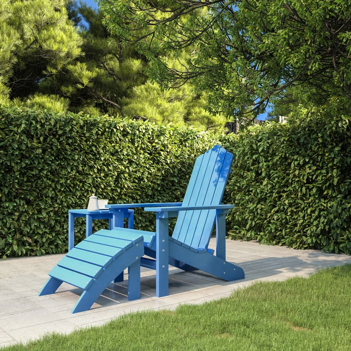 Scaun grădină Adirondack, suport picioare, albastru aqua, HDPE - WALTI WALTI