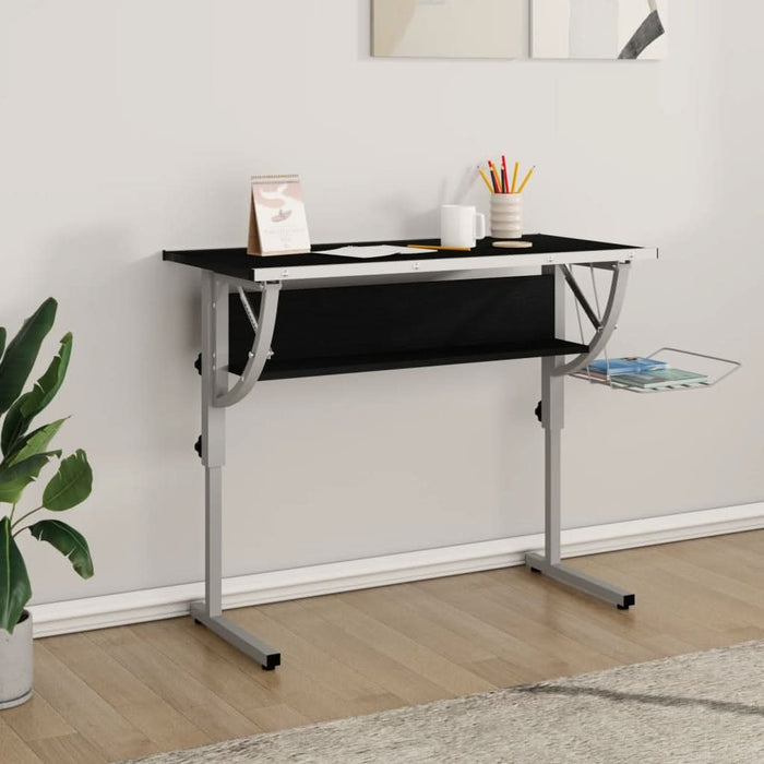 Birou Craft negru & gri 110x53x(58-87) cm lemn prelucrat & oțel - WALTI WALTI