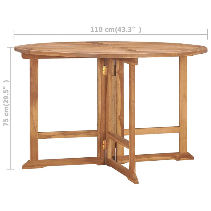 Masă de grădină pliabilă, Ø110x75 cm, lemn masiv de tec - WALTI WALTI