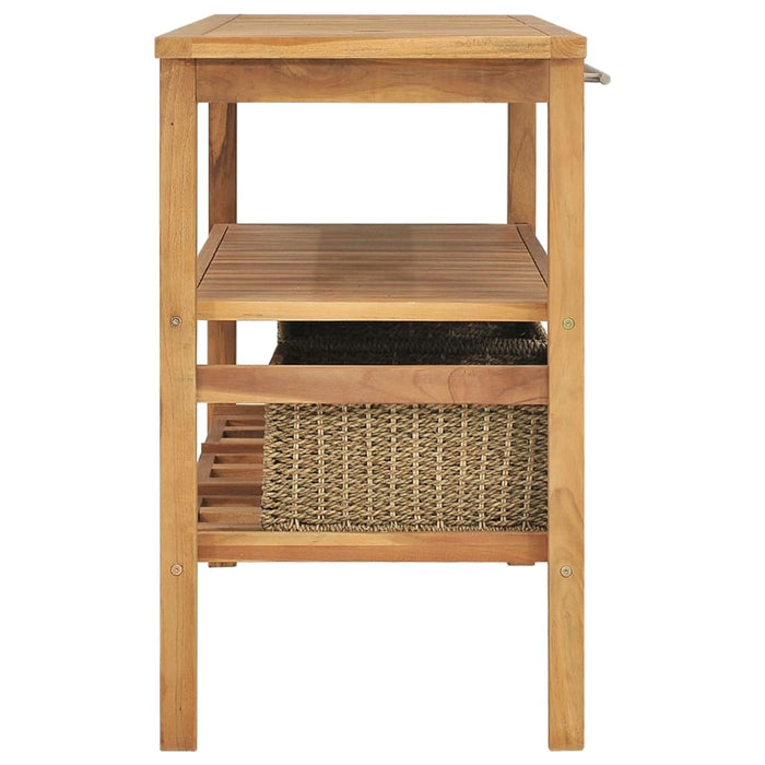 Dulap de toaletă baie cu 3 coșuri 132x45x75cm lemn masiv de tec WALTI