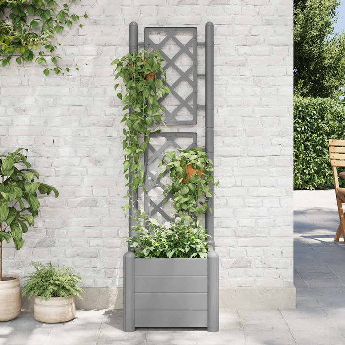 Jardinieră de grădină cu spalier, gri piatră, 43x43x142 cm, PP - WALTI WALTI