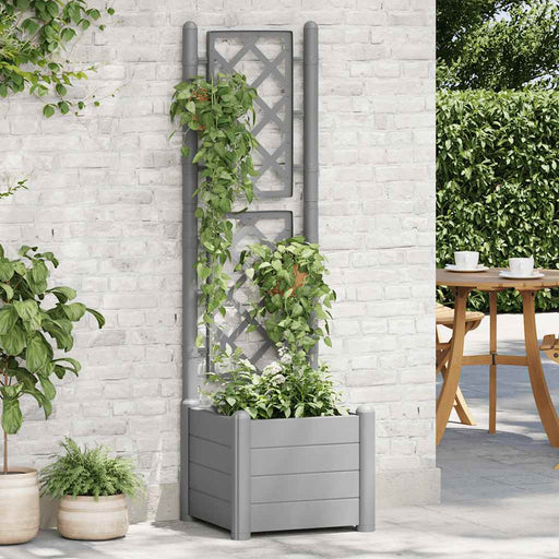 Jardinieră de grădină cu spalier, gri piatră, 43x43x142 cm, PP - WALTI WALTI