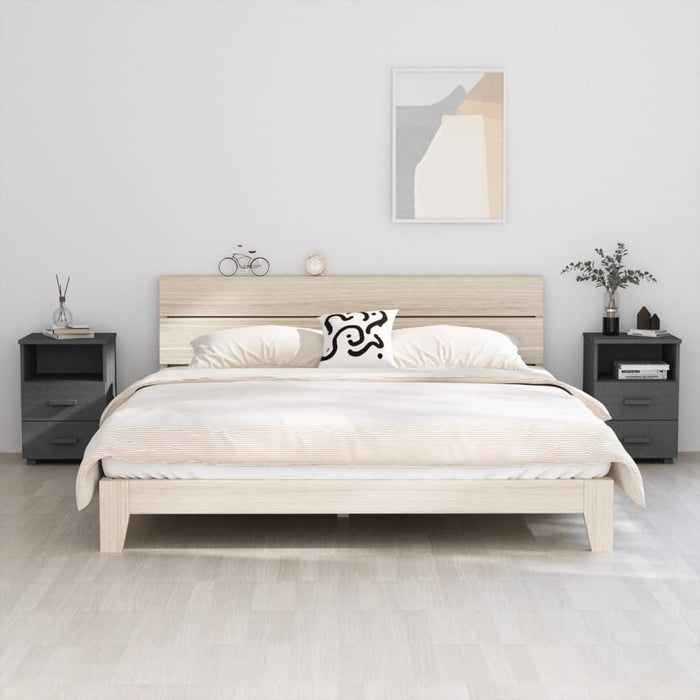 Noptiere HAMAR, 2 buc, gri închis, 40x35x62 cm, lemn masiv WALTI