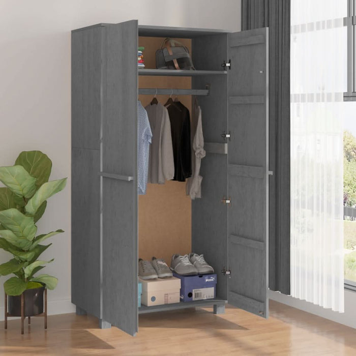 Dulap haine „HAMAR” gri închis 89x50x180 cm, lemn masiv de pin - WALTI WALTI