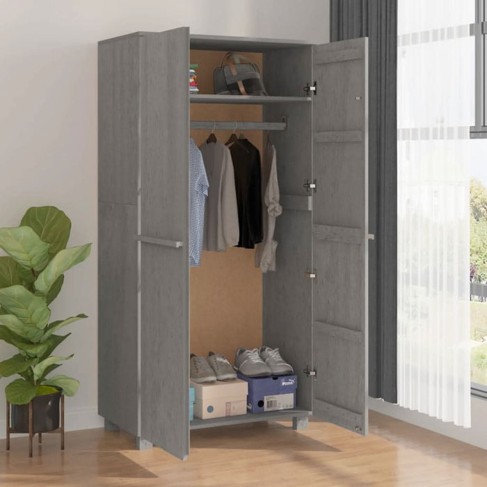 Dulap haine „HAMAR” gri deschis 89x50x180 cm, lemn masiv de pin - WALTI WALTI