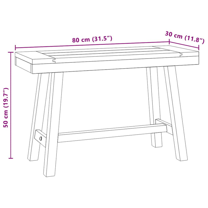 Bancă, 80 cm, lemn masiv de tec - WALTI WALTI