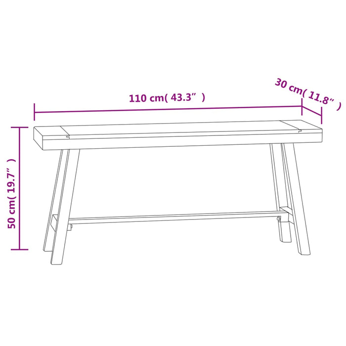 Bancă, 110 cm, lemn masiv de tec WALTI