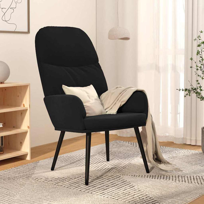 Scaun de relaxare, negru, catifea WALTI