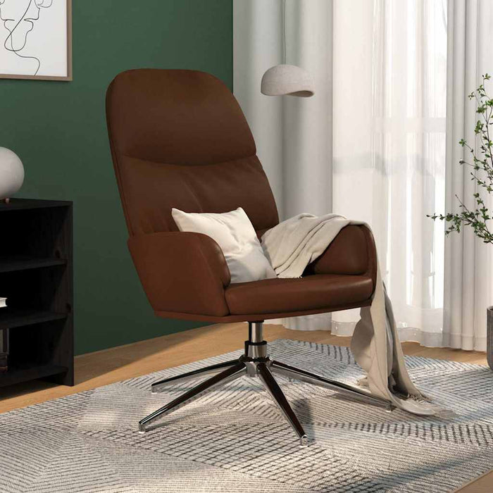 Scaun de relaxare din piele artificială maro strălucitor WALTI