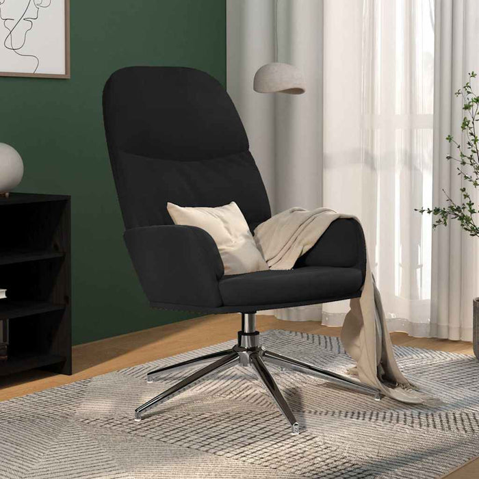 Scaun de relaxare, negru, piele întoarsă ecologică WALTI