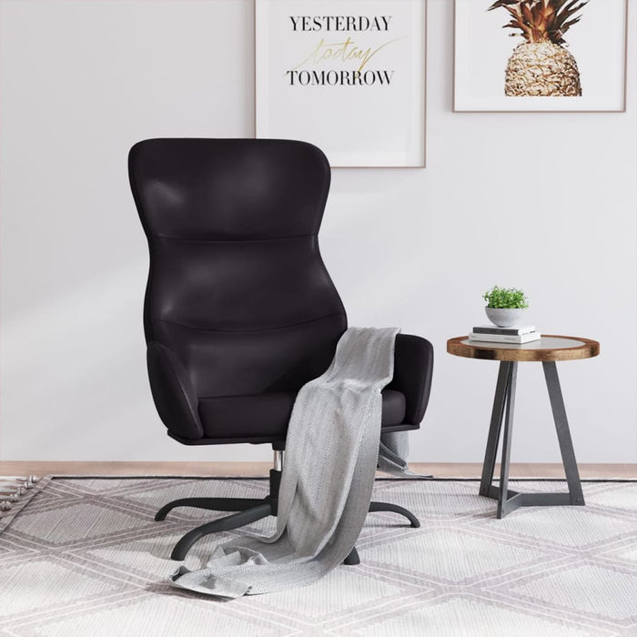 Scaun de relaxare, negru, piele ecologică WALTI