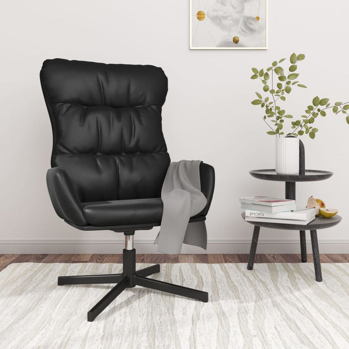 Scaun de relaxare, negru, piele ecologică WALTI