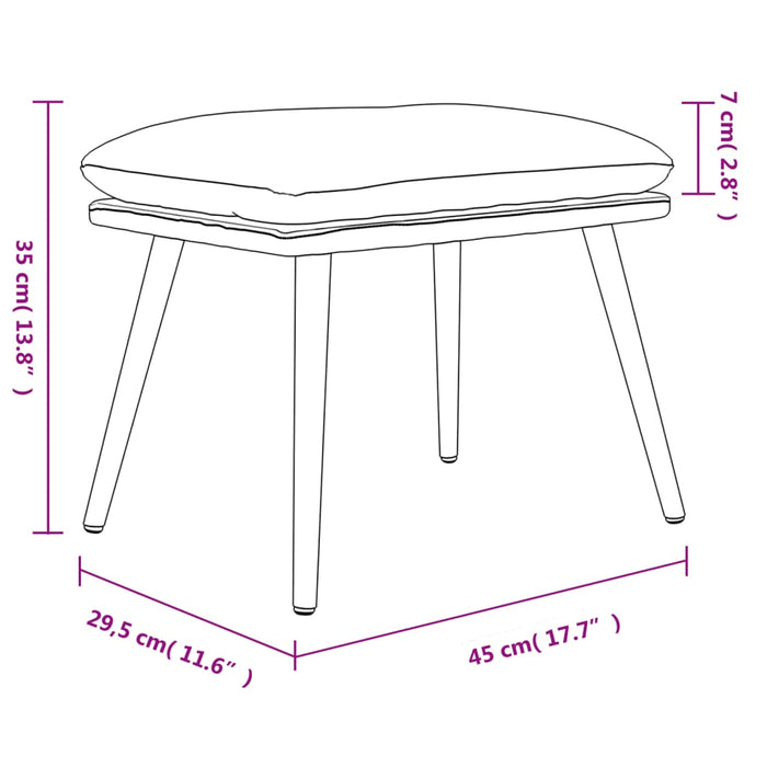 Taburet, roz, 45x29,5x35 cm, catifea - WALTI WALTI