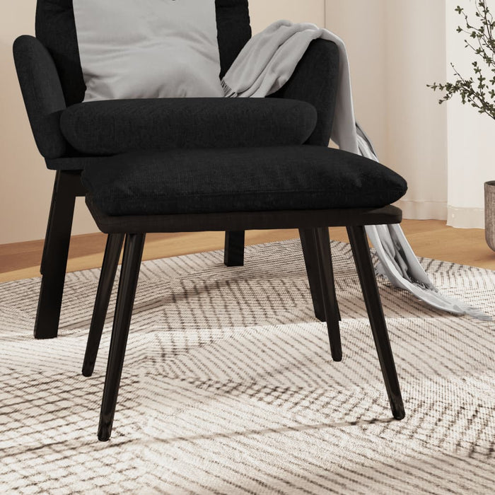 Taburet, negru, 45x29,5x35 cm, textil & piele ecologică WALTI